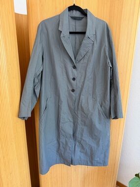 Moyuru Gray Pinstripe Trench Utility Coat